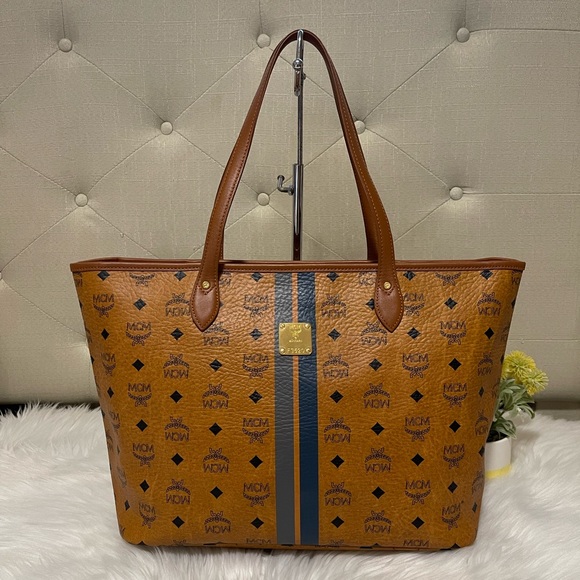 MCM Handbags - Authentic Mcm Tote with Blue Stripes
